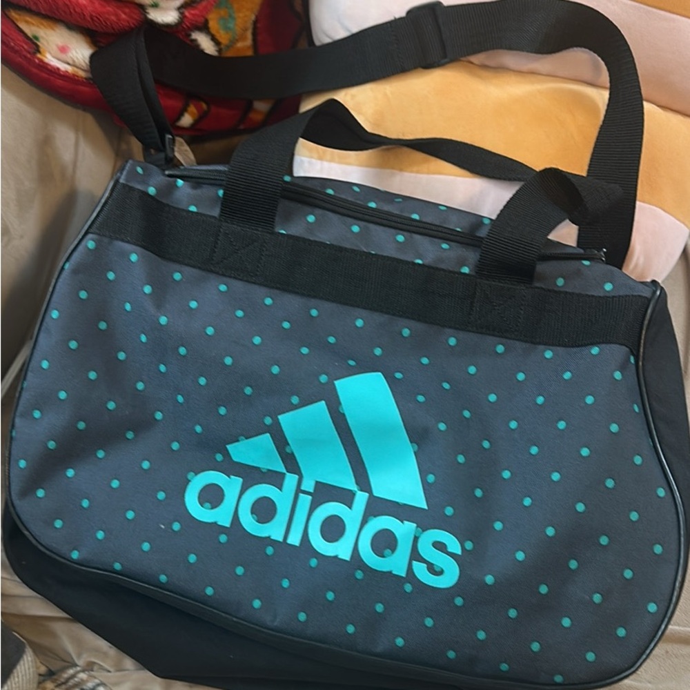 adidas Teal Dot Logo Black Duffel Bag